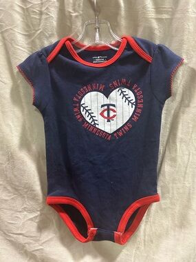 Genuine Merchandise Navy One-Piece with Red Trim & Heart Baseball Logo